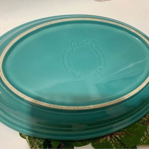 Fiesta Persimmon Green 13.5" x9.25” Oval Plate Serving Platter Homer Laughlin B2 - Picture 3 of 5